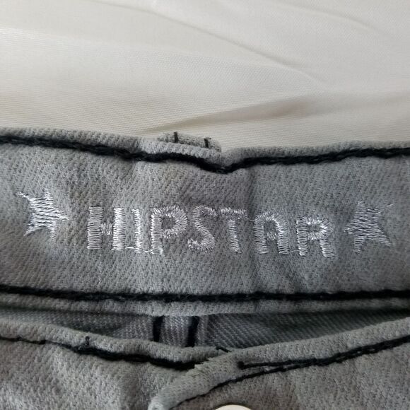 Hipstar Jeans Womens 24 Gray High Rise Skinny Leg Rhinestone Light Wash‎ Denim - Picture 8 of 16